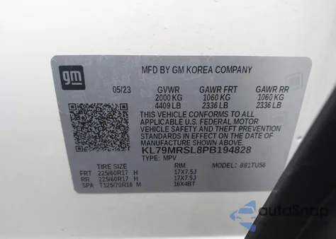 2023 Chevrolet Trailblazer Awd Lt z USA, uszkodzony, nr VIN KL79MRSL8PB194828